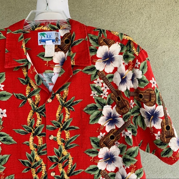 🌴 RJC Hawaiian Barkcloth Shirt Ukulele size XL 🌴 - Picture 8 of 12